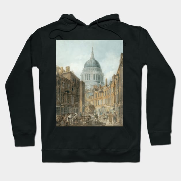 St. Paul's Cathedral from St. Martin's-le-Grand by Thomas Girtin Hoodie by Classic Art Stall